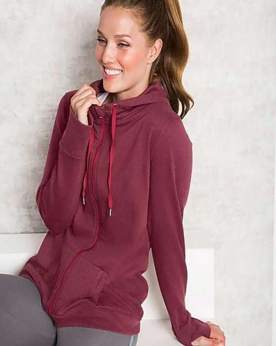 Maroon Ladies Zipper Hoodie 289