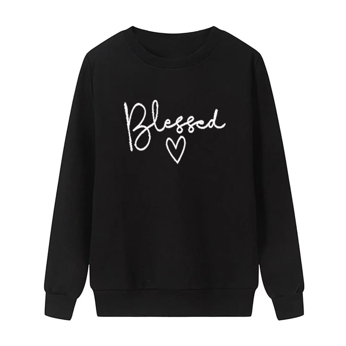 Blessed  Printed Fleece Full Sleeves Pull Over Sweatshirt For Women