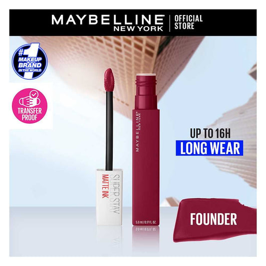 Maybelline New York SuperStay Matte Ink Liquid Lipstick 16HR Long-Lasting, High Pigment, Waterproof - 115 Founder - Front View