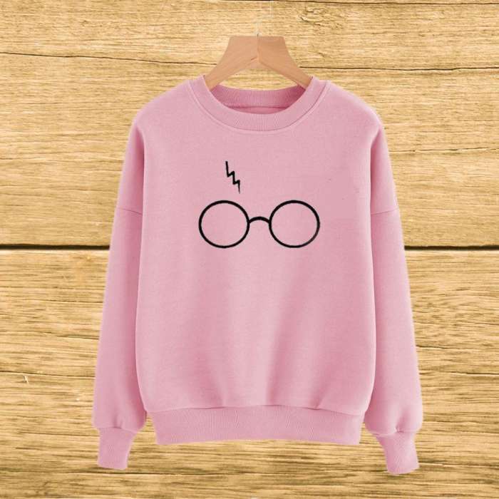 Pink Glases sweat shirt For and Women 115 - AceCart Warm Hooded Sweatshirt in Pink