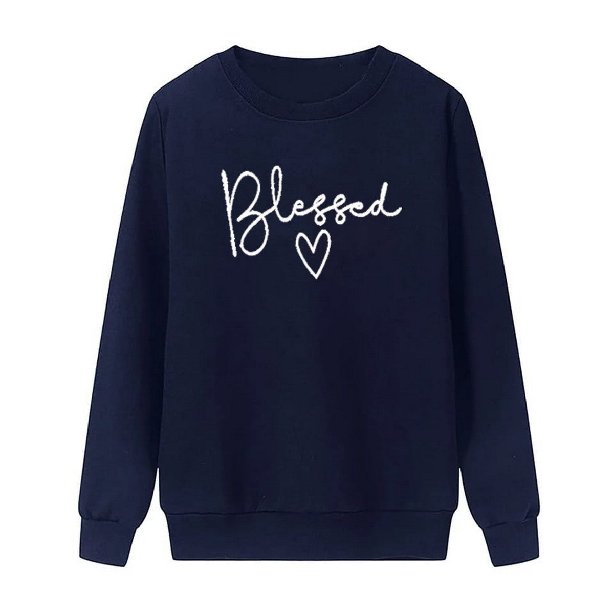 Blessed  Printed Fleece Full Sleeves Pull Over Sweatshirt For Women