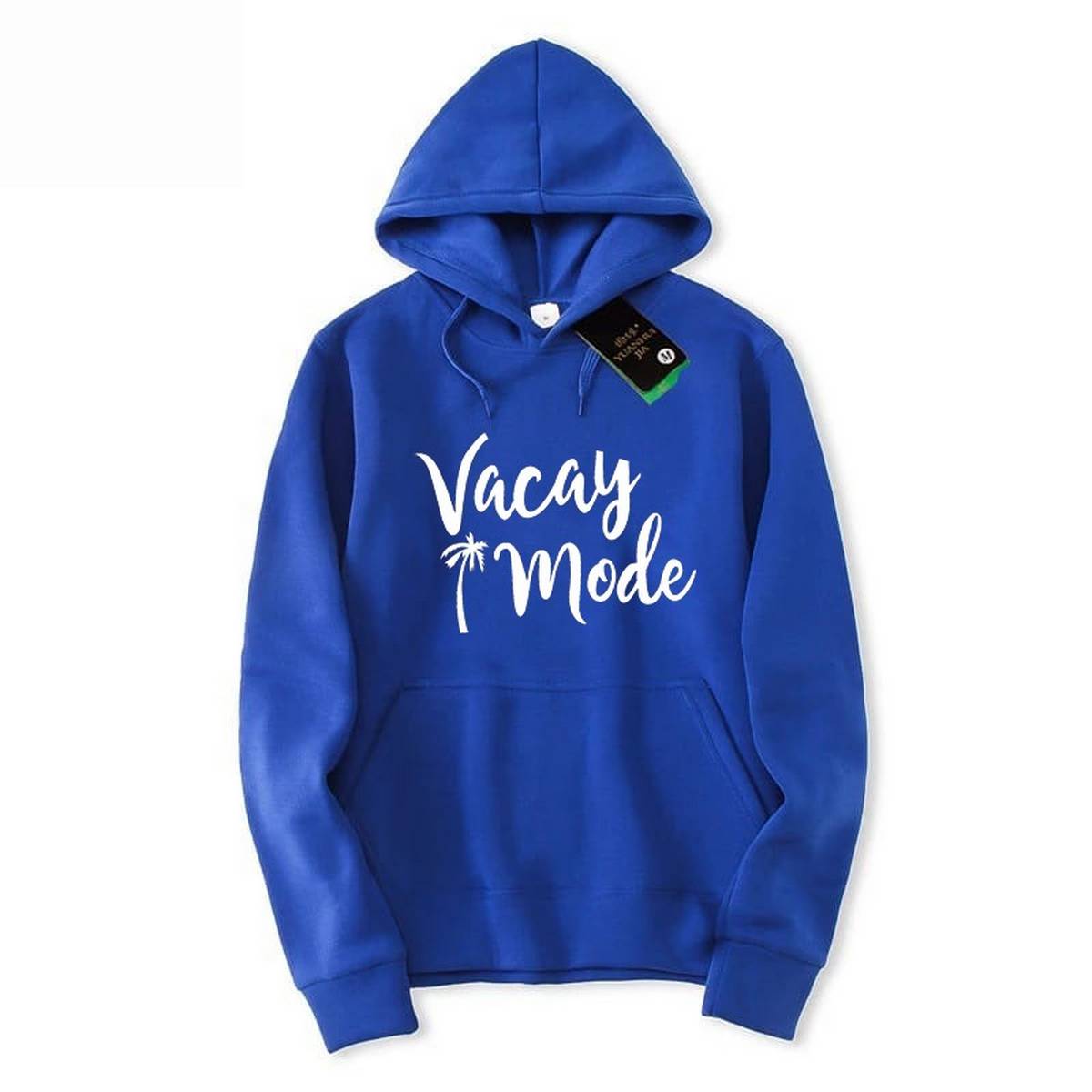 Vacation Mode Fleece Full Sleeves Pull Over Hoodie For Women