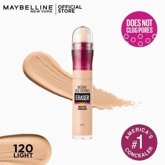 Maybelline New York Instant Age Rewind Eraser Dark Circles Concealer, 120 Light - Front View - AceCart