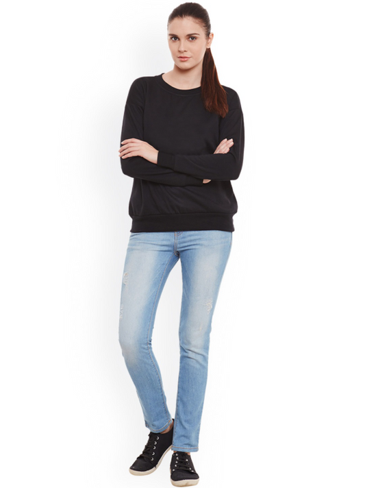 Ace Plain Basic Sweatshirt Best Fabric Black For Womens