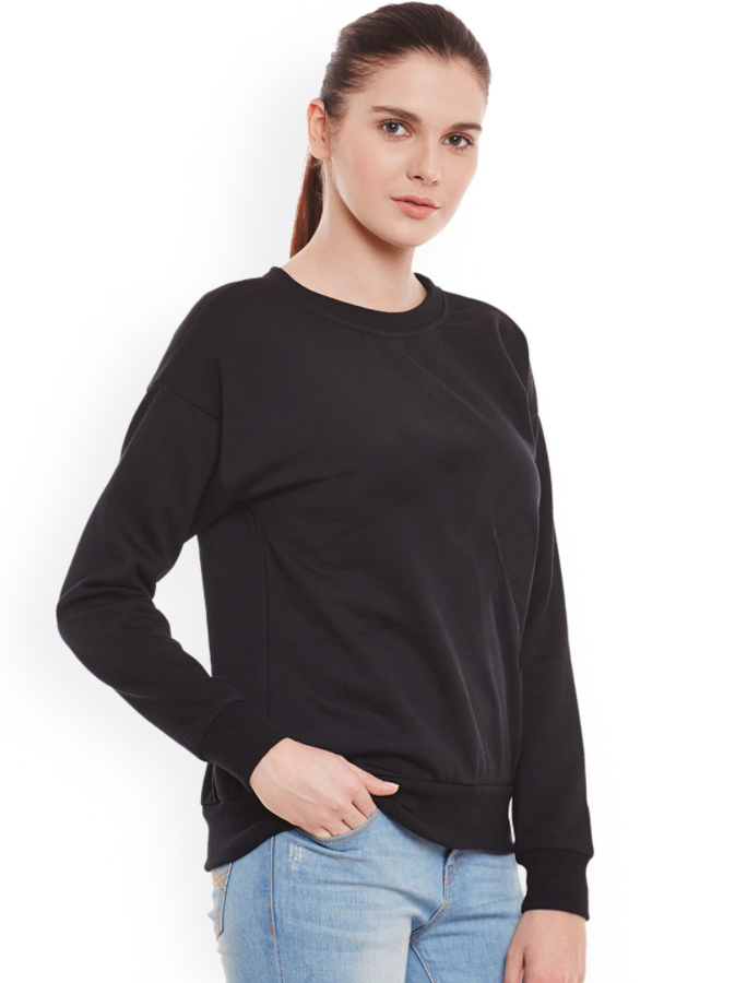 Ace Plain Basic Sweatshirt Best Fabric Black For Womens