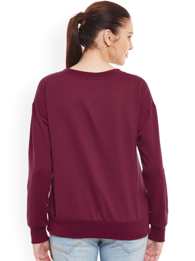 Ace Plain Basic Sweatshirt Best Fabric Maroon For Womens