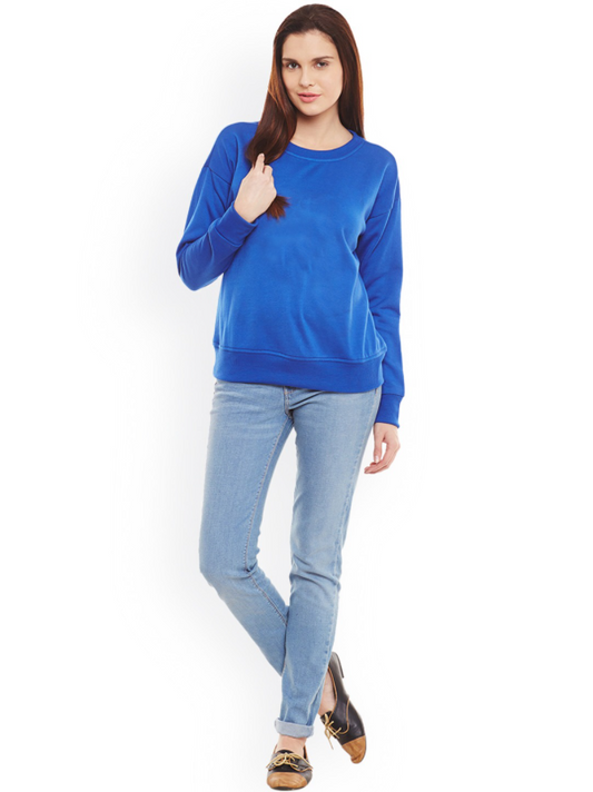 Ace Plain Basic Sweatshirt Best Fabric Royal Blue For Womens