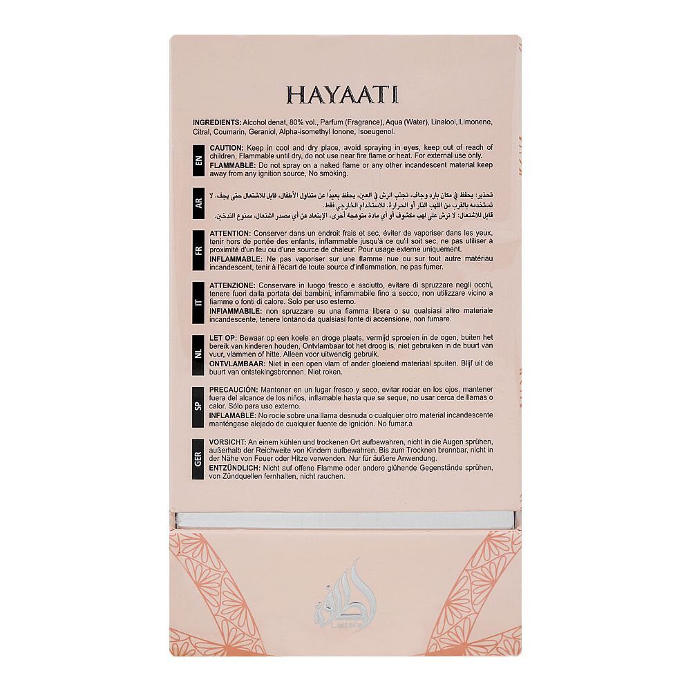 Lattafa Hayaati Florence, Eau De Parfum, For Women, 100ml