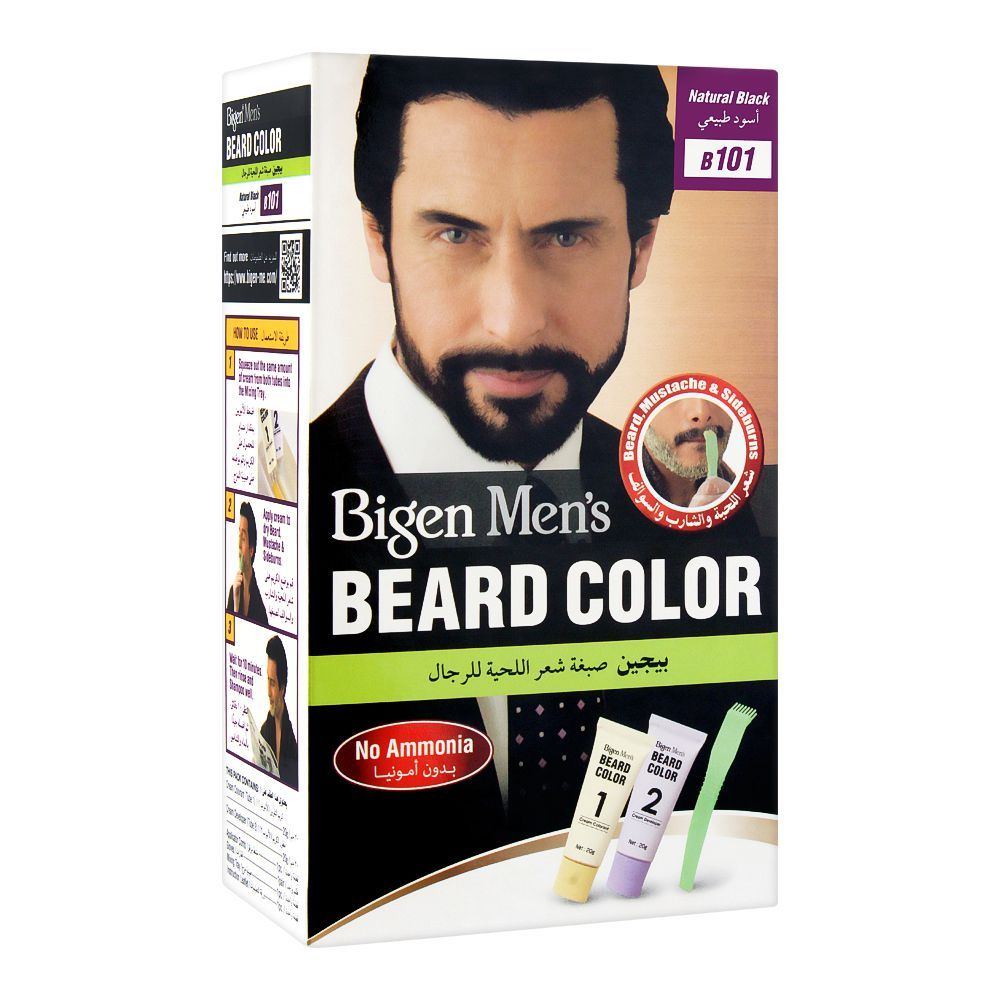 Bigen Men's Beard Color, Natural Black B101 -  Front View