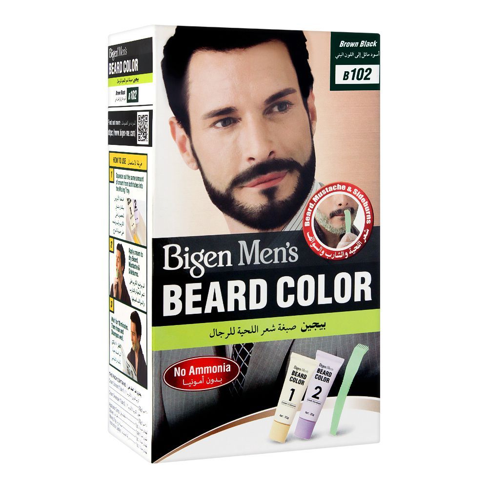 Bigen Men's Beard Colour, Brown Black B102 -  Front View