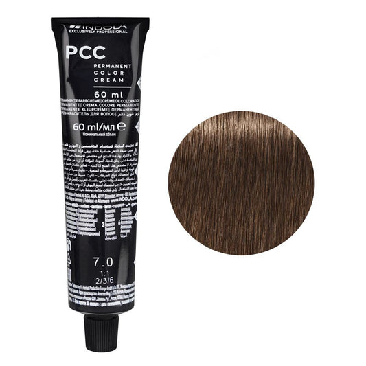 Indola PCC Natural Permanent Hair Color Cream, 60ml, 7.0 Medium Blonde -  Front View