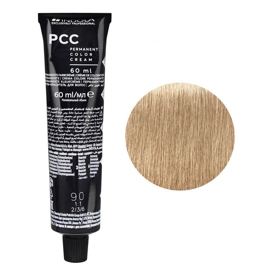 Indola PCC Natural Permanent Hair Color Cream, 60ml, 9.0 Very Light Blonde -  Front View