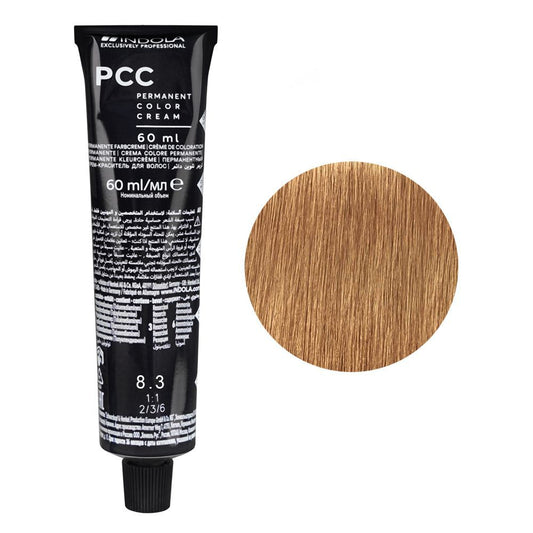 Indola PCC Fashion Permanent Hair Color Cream, 60ml, 8.3 Light Blonde Gold -  Front View