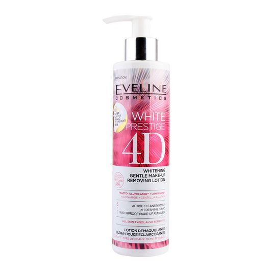 Eveline 48H White Prestige 4D 3-In-1 Whitening Gentle Make-Up Removing Lotion, All Skin Types, 245ml - Front View