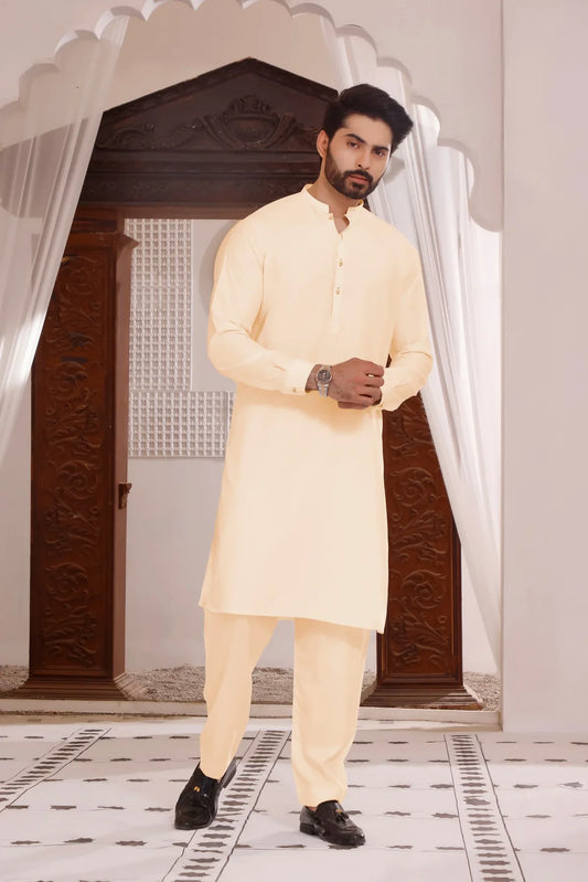 Cream Coconut Butter: Refined Shalwar Kameez