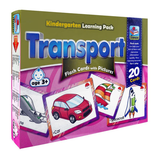 Jr. Learners Flash Card With Pictures Large Transport, For 3+ Years