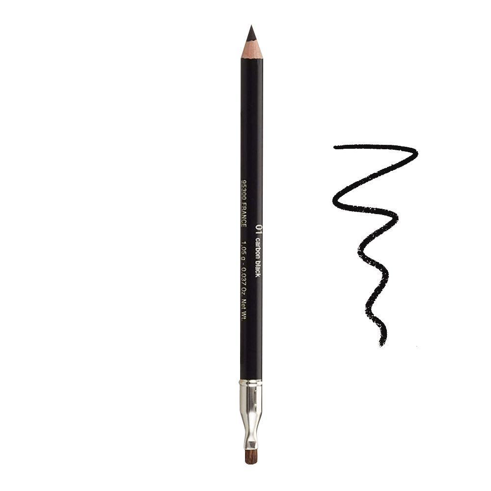 Clarins Paris Long Lasting Khol Eye Pencil With Brush & Sharpener, 01 Carbon Black -  Front View