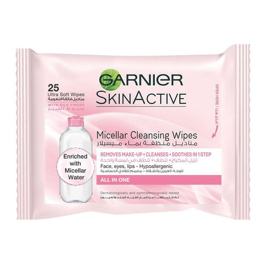 Garnier Skin Active Micellar Cleansing Wipes 25Pcs -  Front View