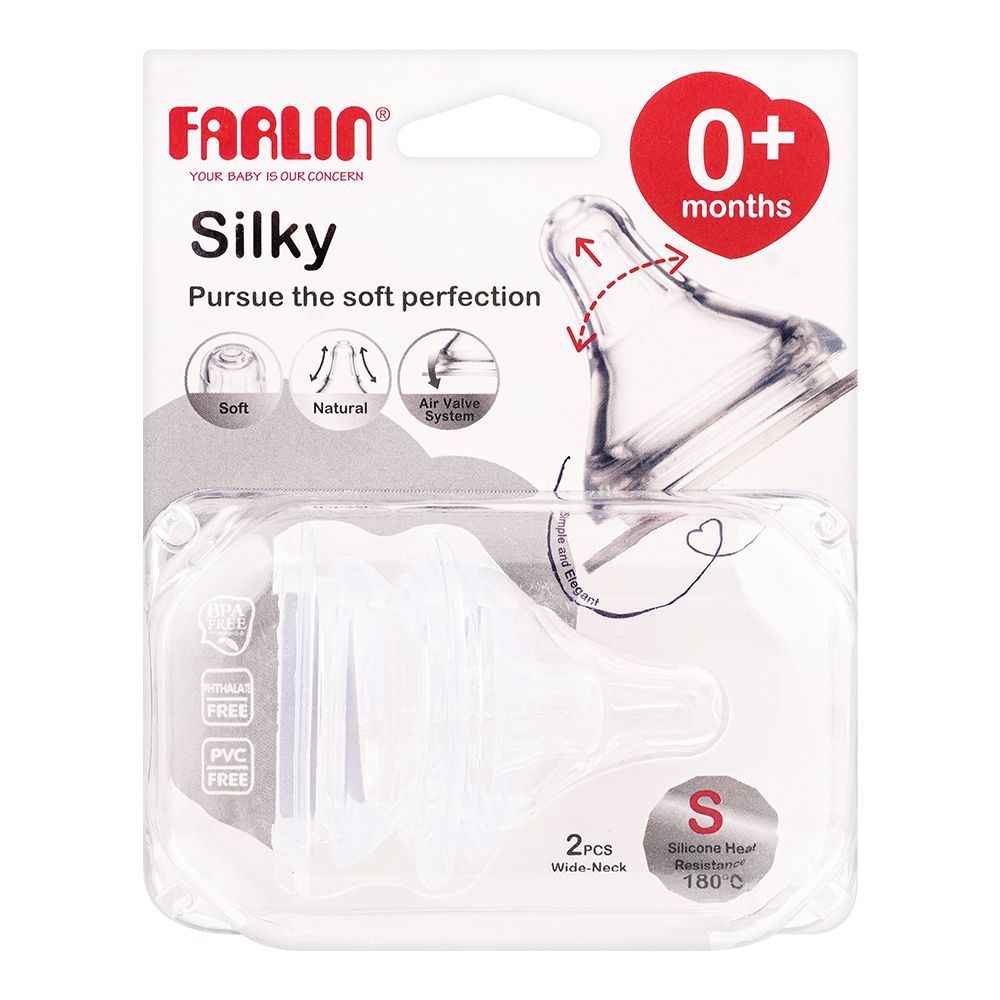 Farlin Silky Wide Neck Nipple, 0 Month+, 2-Pack, AC-22004-S - Front View