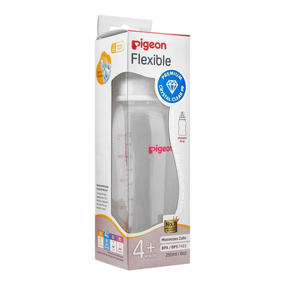 Pigeon Flexible Stream Line Feeding Bottle, 250ml, A-652 - Front View