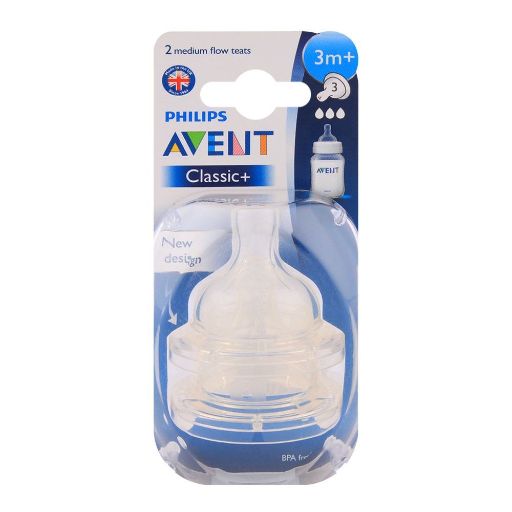 Avent Classic Silicone Teat 2-Pack 3m+ Medium Flow - SCF633/27 - Front View