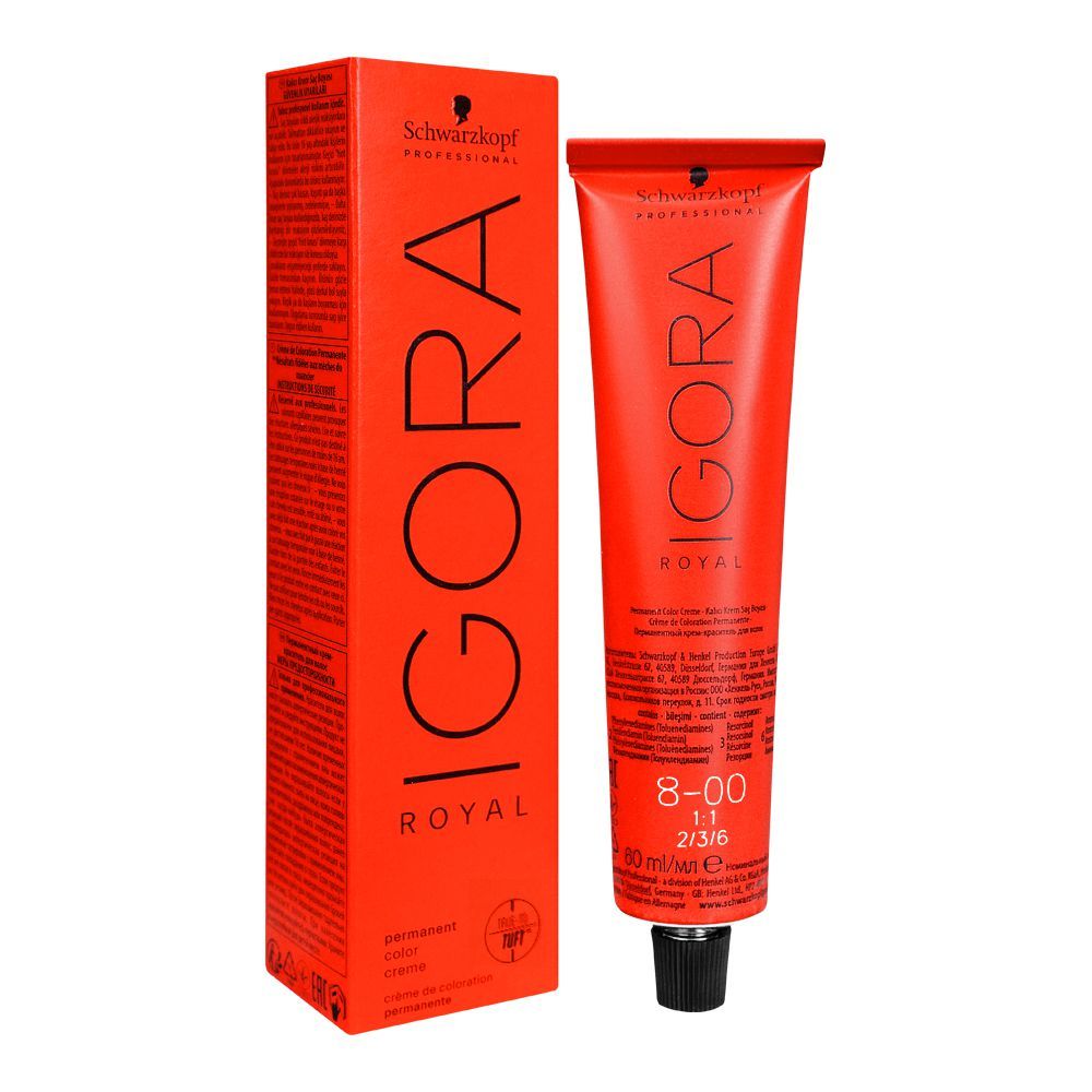 Schwarzkopf Igora Royal Hair Color, 8-00 Light Blonde Natural Extra, 80ml -  Front View