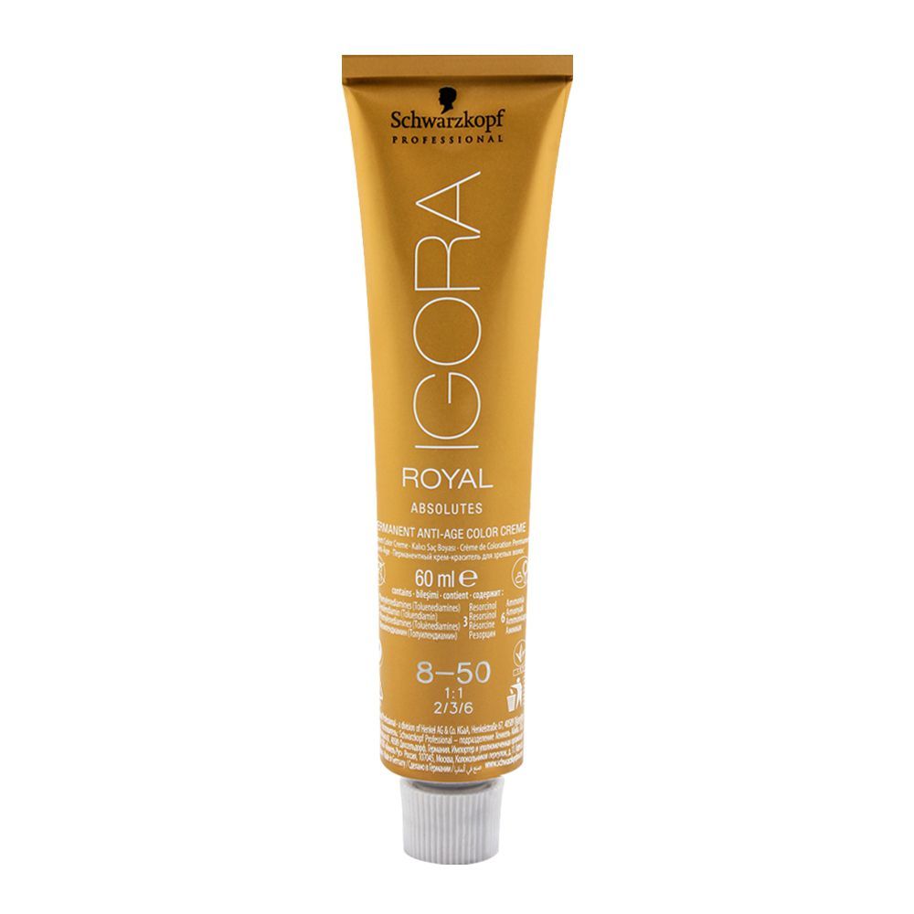 Schwarzkopf Igora Royal Absolutes Hair Color 8-50 Light Blonde Gold Natural -  Front View