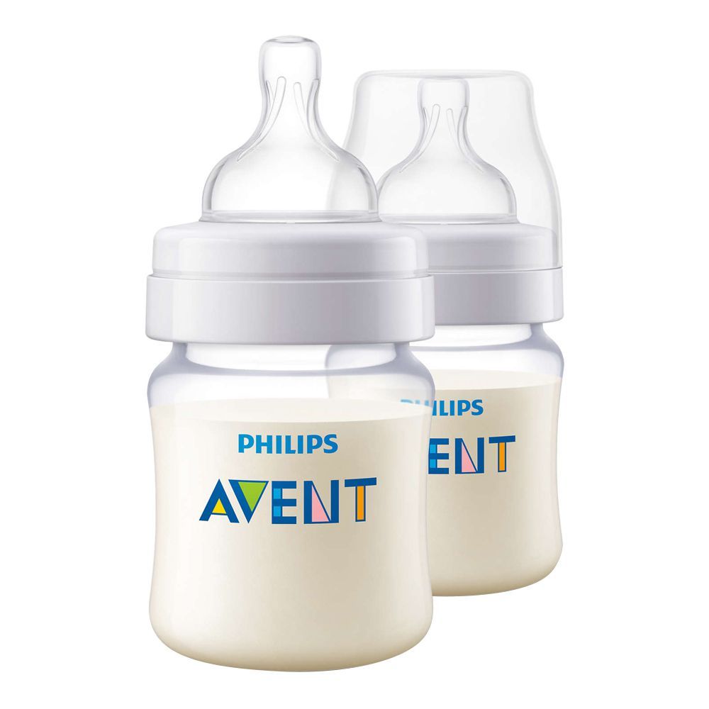 Avent Classic+ Feeding Bottle, 2-Pack, 0m+, 125ml/4oz, SCF452/27 - Front View