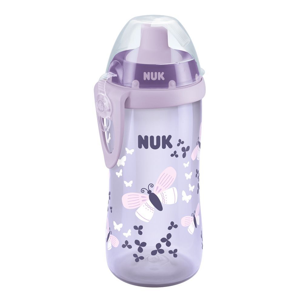 Nuk First Choice Flexi Cup, Soft Straw Cup, 12m+, Butterfly Art, 300ml, 10751083 - Front View