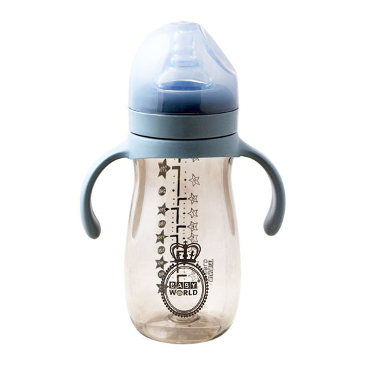 Baby World Contra Colic Wide Neck Baby Feeding Bottle, With Handle, Crown/Stars, 300ml BW2046 - Front View