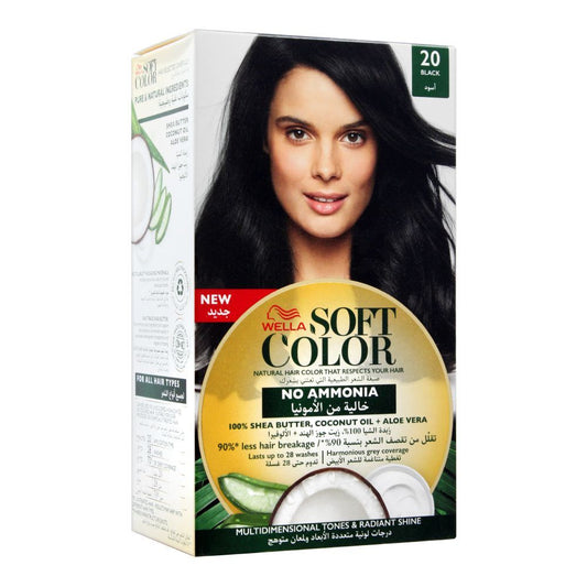 Wella Soft Color No Ammonia Hair Color, 20 Black -  Front View