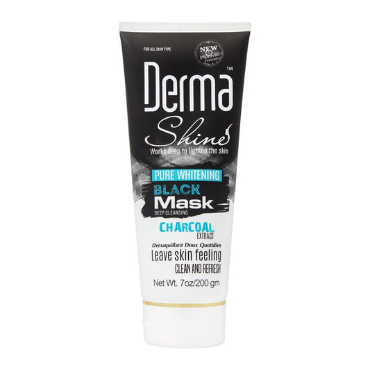 Derma Shine Pure Whitening Charcoal Extract Black Face Mask, 200G -  Front View