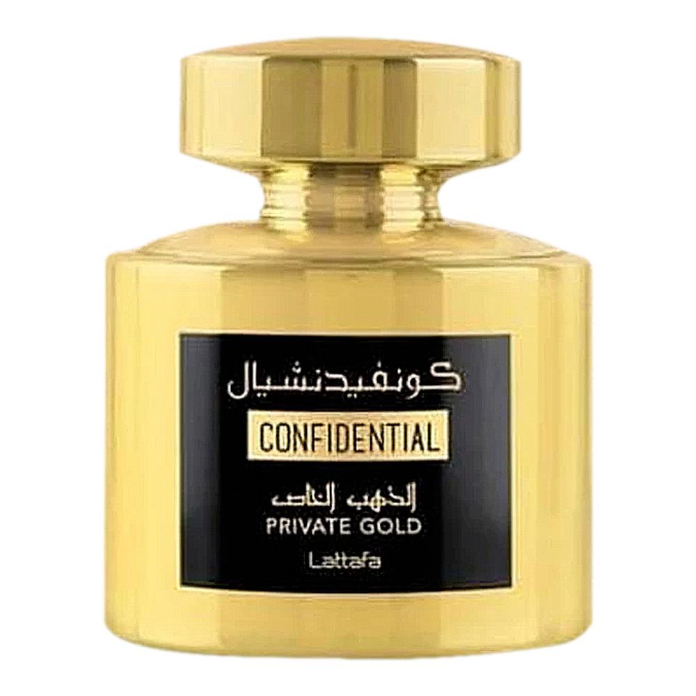 Lattafa Confidential Private Gold Eau De Parfum, Fragrance For Men & Women, 100ml - Front View