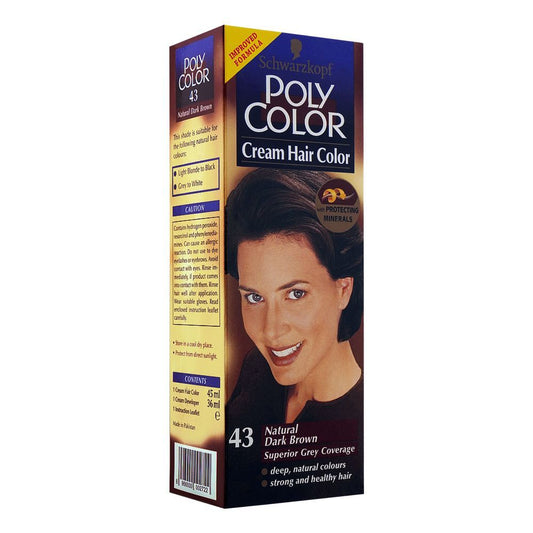 Poly Color Cream Hair Color, 43 Natural Dark Brown -  Front View