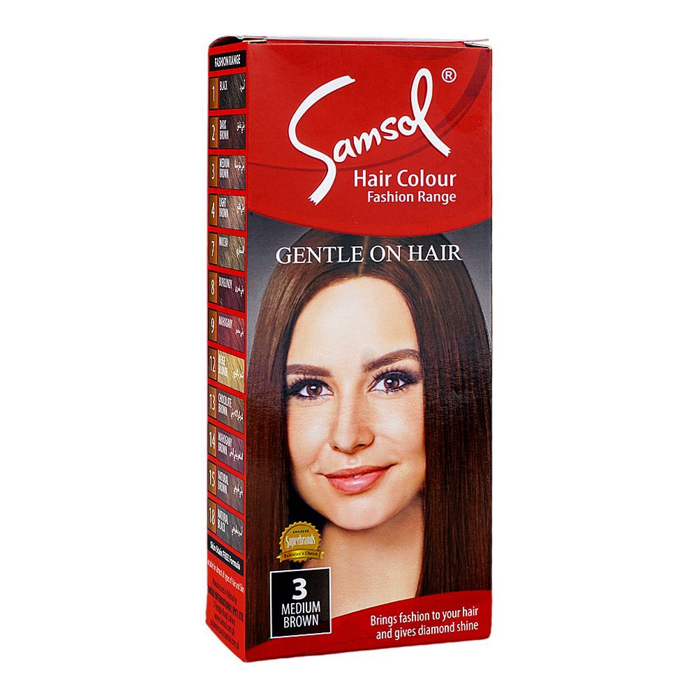 Samsol Fashion Range Hair Colour, 3 Medium Brown -  Front View