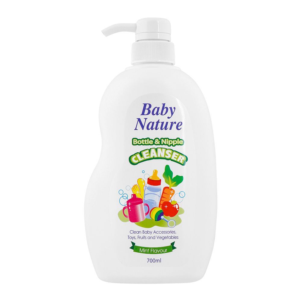 Baby Nature Mint Bottle & Nipple Cleanser, 700ml - Front View