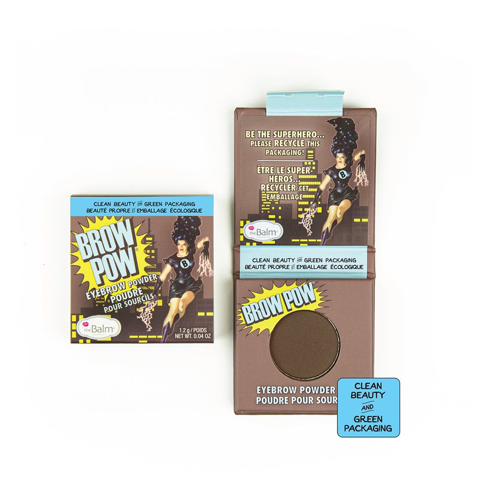 The Balm Cosmetics Brow Pow Eyebrow Powder, Poudre Pour Sourcils, Dark Brown, 1.2g - Front View