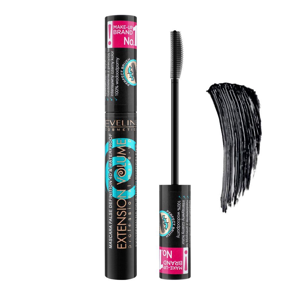 Eveline Extension Volume Extreme Lengthening & Curl False Definition 4D Mascara, Black - Front View