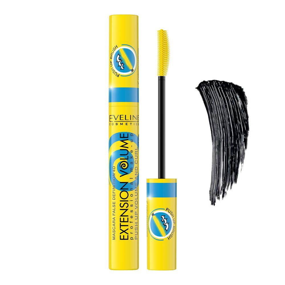 Eveline Extension Volume Push Up Volume & Curl False Definition 4D Mascara, Black - Front View