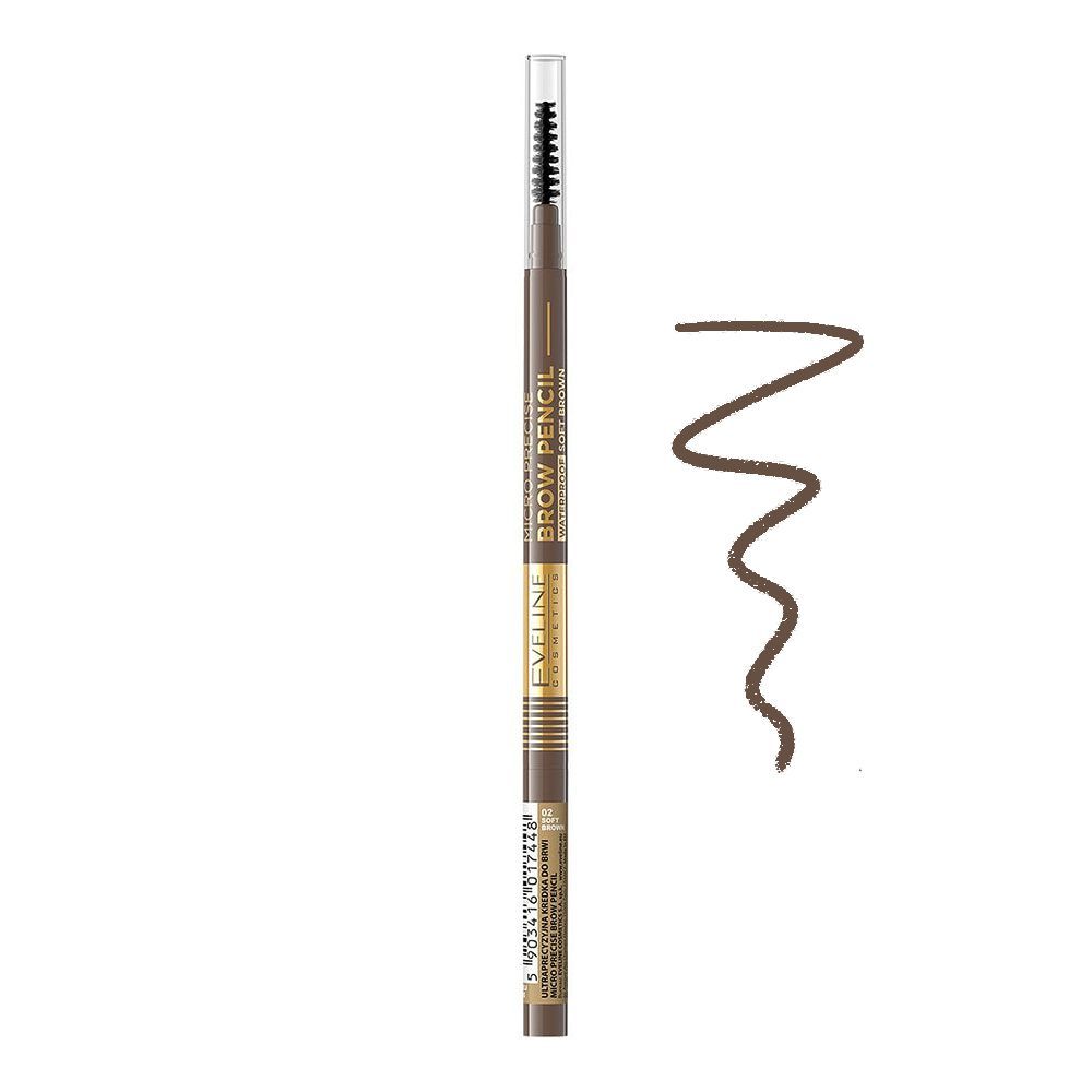 Eveline Micro Precise Eye Brow Pencil Waterproof, Soft Brown - Front View