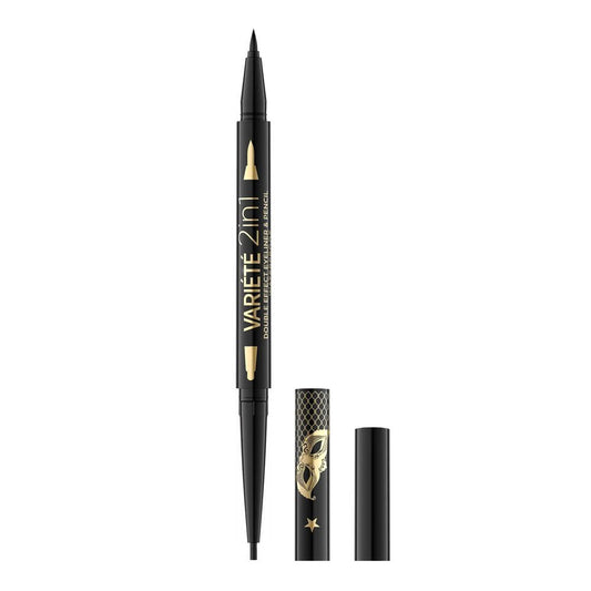 Eveline Variete 2-In-1 Double Effect Eyeliner & Pencil, Waterproof Black -  Front View