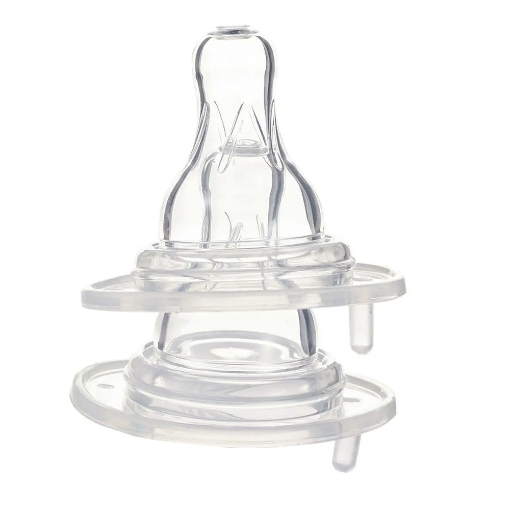 Farlin Crystal Clear Anti-Colic Wide Neck Silicone Nipple Set, 6m+, 2-Pack, AC-22005-L - Front View