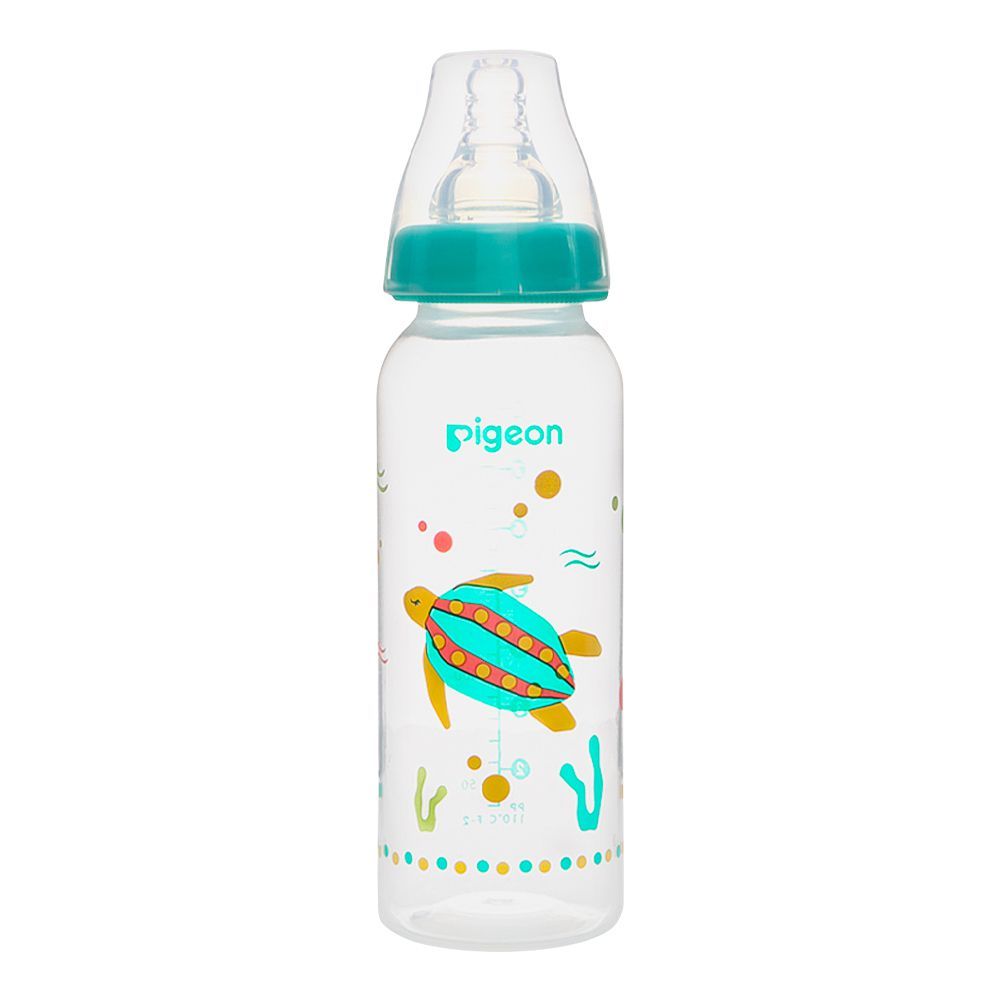 Pigeon Flexible SN Soft & Elastic PP Feeding Bottle, Turtle, 240ml, A79405 - Front View