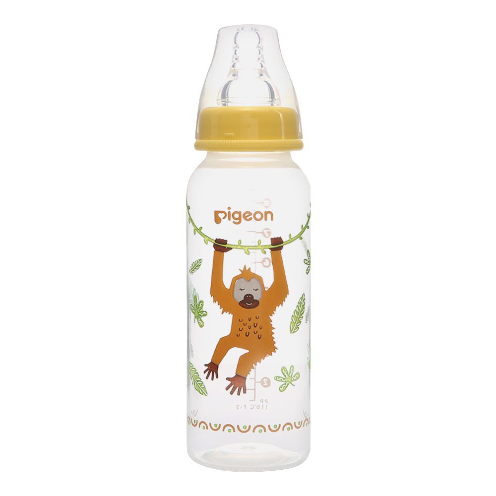 Pigeon Flexible SN Soft & Elastic PP Feeding Bottle, Orangutan, 240ml, A79406 - Front View