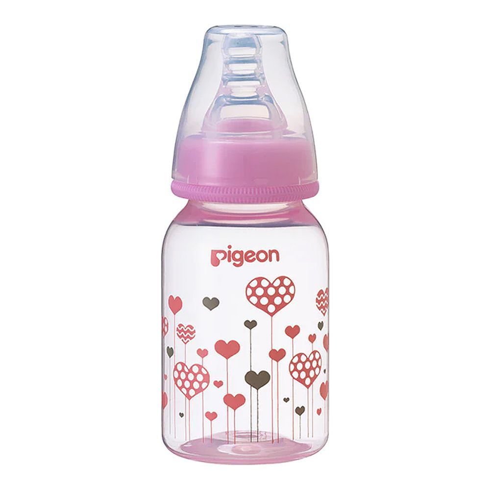 Pigeon Flexible Clear Soft & Elastic PP Feeding Bottle, Pink, 120ml, A79226 - Front View