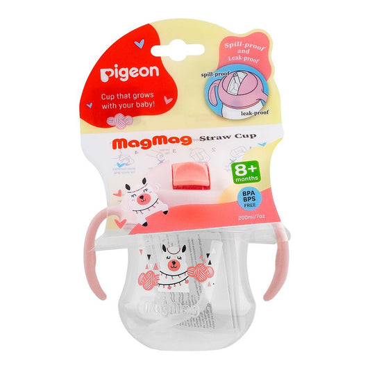 Pigeon Mag Mag Straw Cup, Matte Pink, 200ml, D79236 - Front View