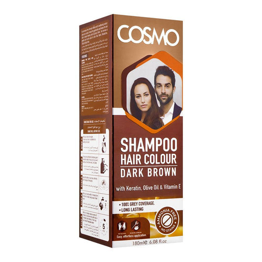 Cosmo Shampoo Hair Color, Dark Brown, 180ml -  Front View