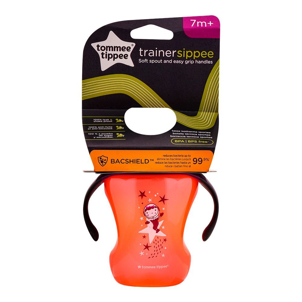 Tommee Tippee Trainer Sippee Cup, 7m+, 8oz, Orange, 549208 - Front View