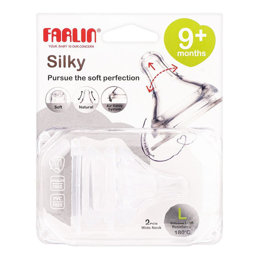 Farlin Silky Wide Neck Nipple, 9 Months+, 2-Pack, AC-22004-L - Front View