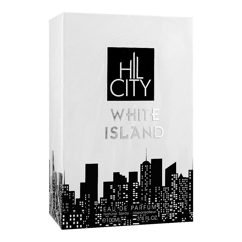 Hil City White Island Eau De Parfum, For Men, 100ml - Front View